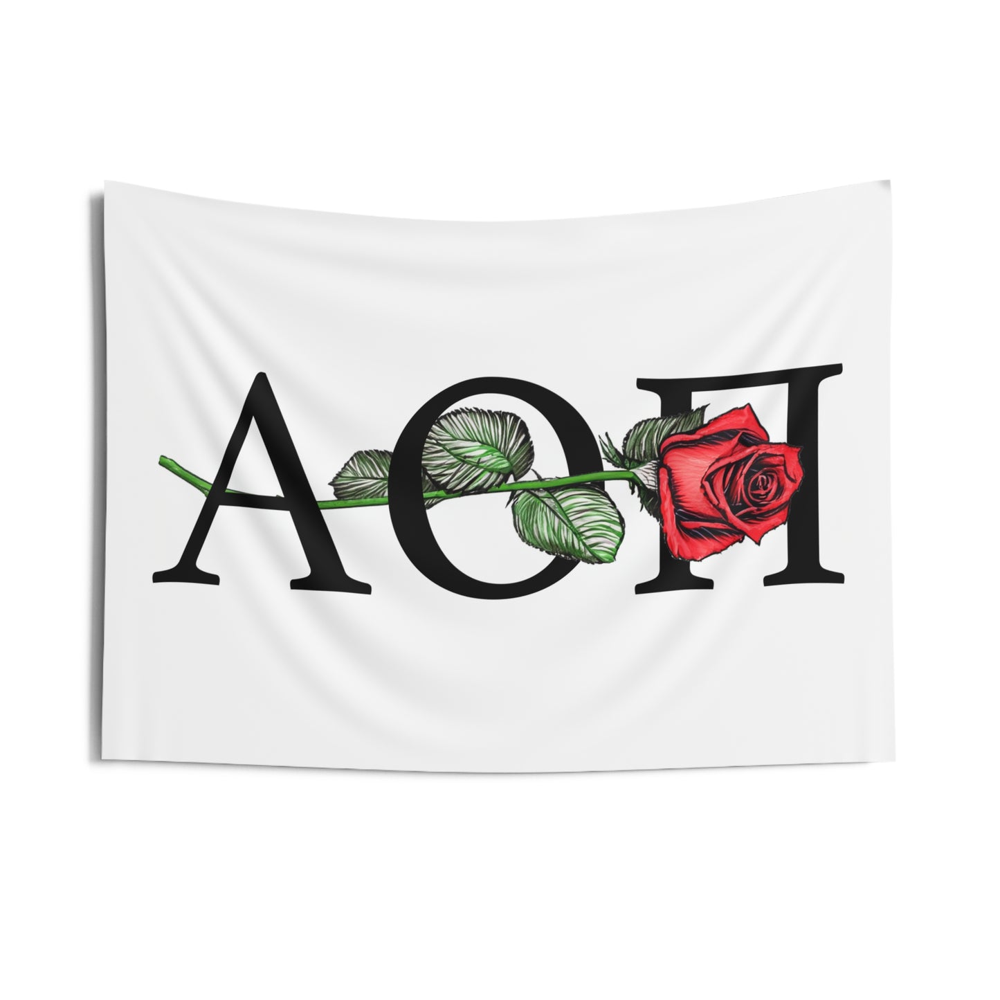 Alpha Omicron Pi Wall Flag with a Rose Sorority Home Decoration for Dorms & Apartments