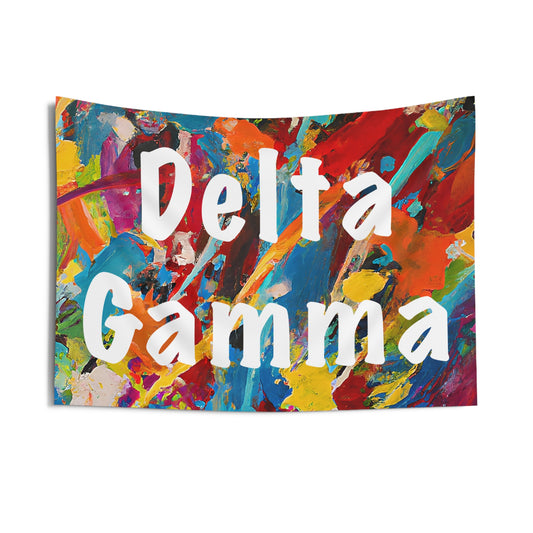 Delta Gamma Wall Flag with a Paint Splatter Design Sorority Home Decoration for Dorms & Apartments