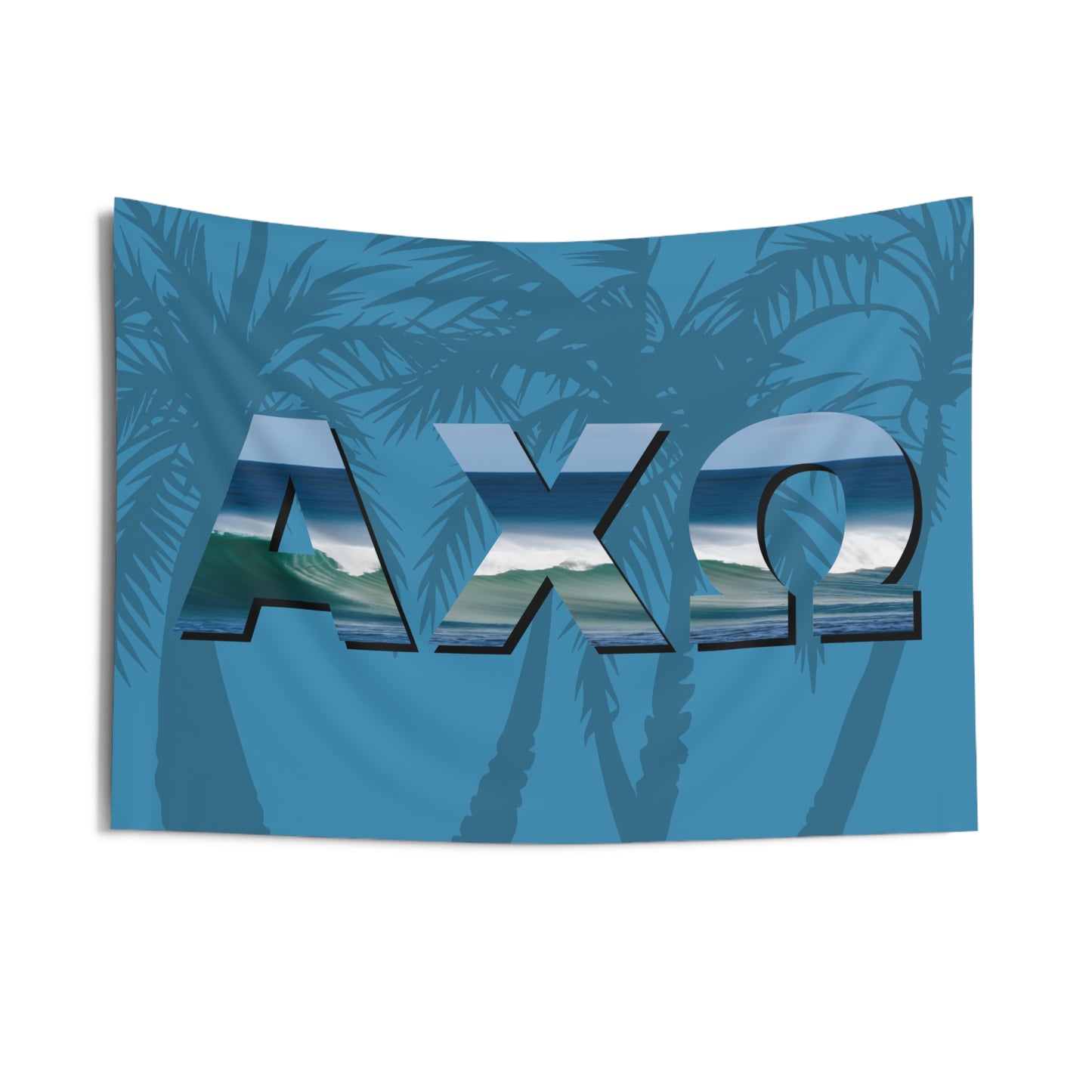 Alpha Chi Omega Wall Flag with Ocean Waves Sorority Home Decoration for Dorms & Apartments