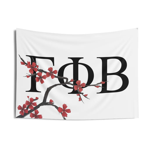 Gamma Phi Beta Wall Flag with Tree Blossoms Sorority Home Decoration for Dorms & Apartments