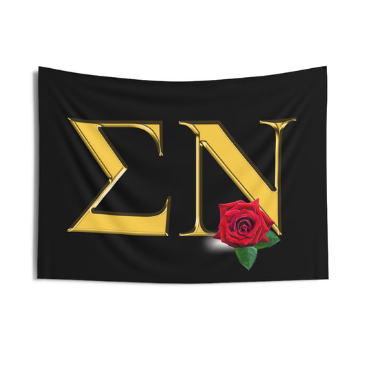 Sigma Nu Wall Flag with Gold Letters Fraternity Home Decoration for Dorms & Apartments