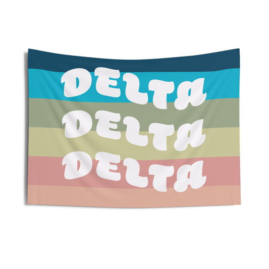 Tri Delta Wall Flag with Pastel Colors Sorority Home Decoration for Dorms & Apartments