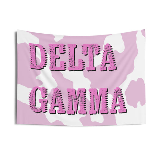 Delta Gamma Pink Western Cowgirl Wall Flag Sorority Home Decoration for Dorms & Apartments