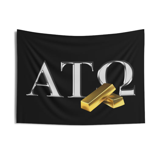 Alpha Tau Omega Wall Flag with Gold Bars Fraternity Home Decoration for Dorms & Apartments