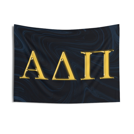 Alpha Delta Pi Wall Flag with Navy & Gold Letters Sorority Home Decoration for Dorms & Apartments