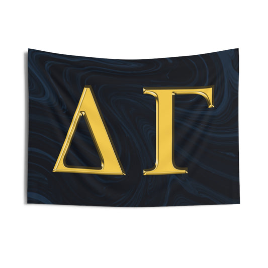 Delta Gamma Wall Flag with Navy & Gold Letters Sorority Home Decoration for Dorms & Apartments