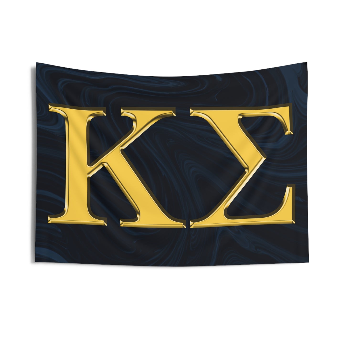 Kappa Sigma Wall Flag with Navy & Gold Letters Fraternity Home Decoration for Dorms & Apartments