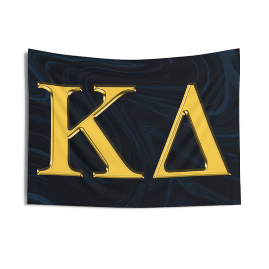 Kappa Delta Wall Flag with Navy & Gold Letters Sorority Home Decoration for Dorms & Apartments