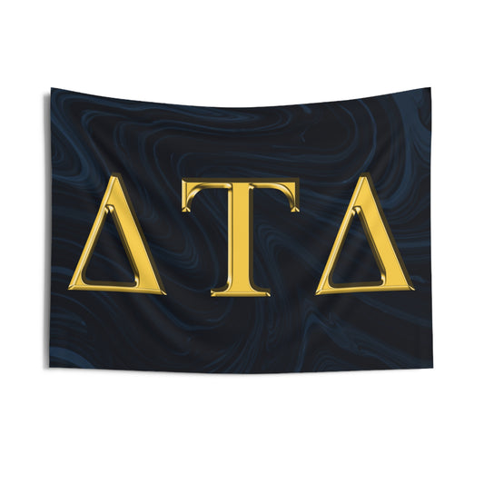 Delta Tau Delta Wall Flag with Navy & Gold Letters Fraternity Home Decoration for Dorms & Apartments