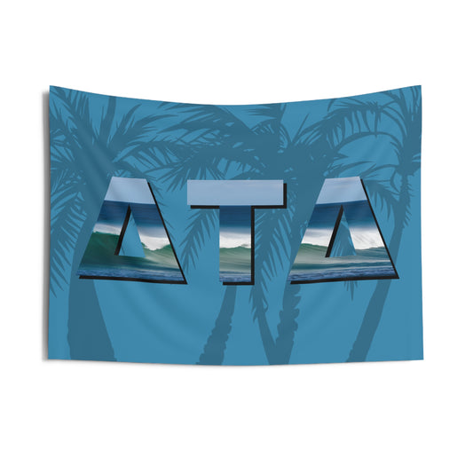 Delta Tau Delta Wall Flag with Ocean Waves Fraternity Home Decoration for Dorms & Apartments