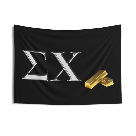 Sigma Chi Wall Flag with Gold Bars Fraternity Home Decoration for Dorms & Apartments