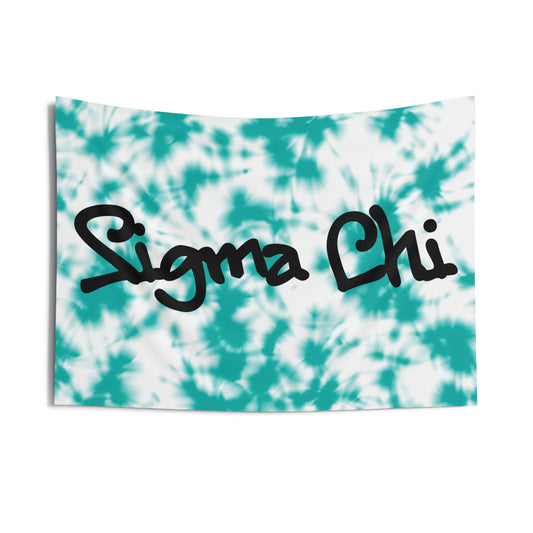 Sigma Chi Blue Tie Dye Wall Flag Fraternity Home Decoration for Dorms & Apartments