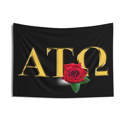Alpha Tau Omega Wall Flag with Gold Letters Fraternity Home Decoration for Dorms & Apartments