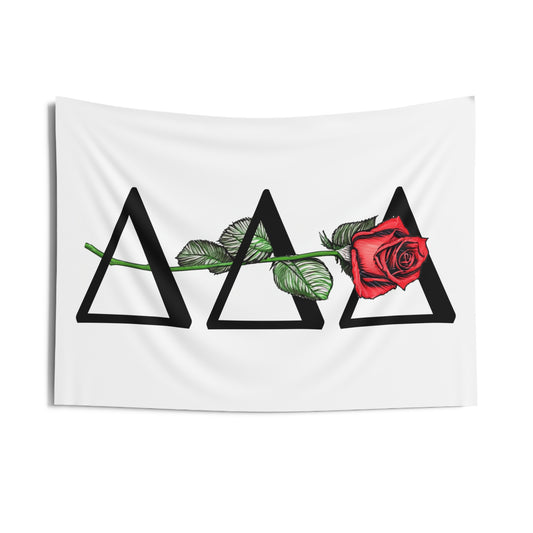 Tri Delta Wall Flag with a Rose Sorority Home Decoration for Dorms & Apartments