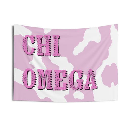 Chi Omega Pink Western Cowgirl Wall Flag Sorority Home Decoration for Dorms & Apartments