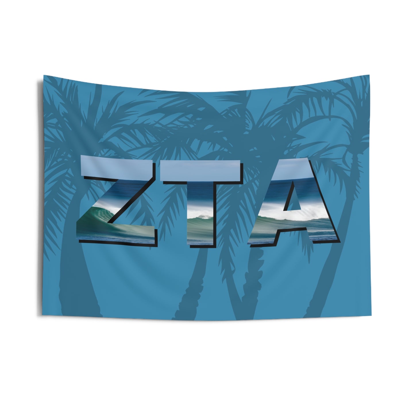 Zeta Tau Alpha Wall Flag with Ocean Waves Sorority Home Decoration for Dorms & Apartments