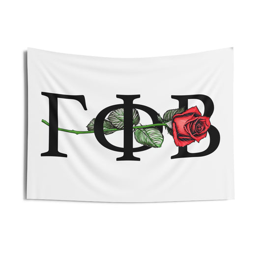 Gamma Phi Beta Wall Flag with a Rose Sorority Home Decoration for Dorms & Apartments