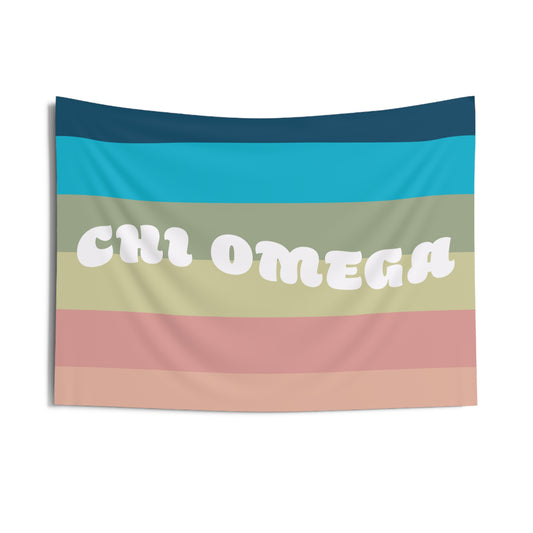 Chi Omega Wall Flag with Pastel Colors Sorority Home Decoration for Dorms & Apartments