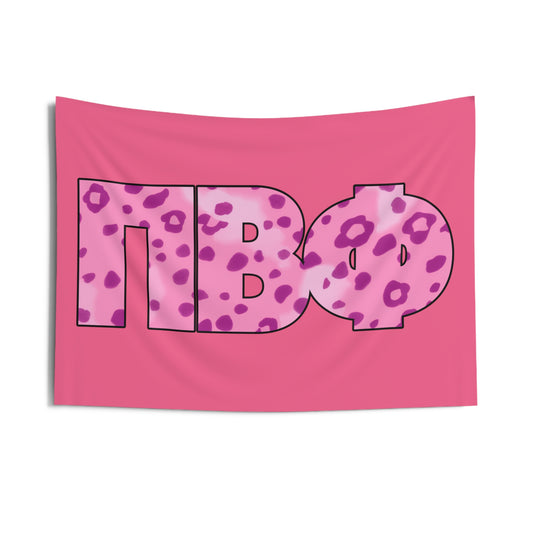 Pi Beta Phi Pink Cheetah Print Wall Flag Sorority Home Decoration for Dorms & Apartments