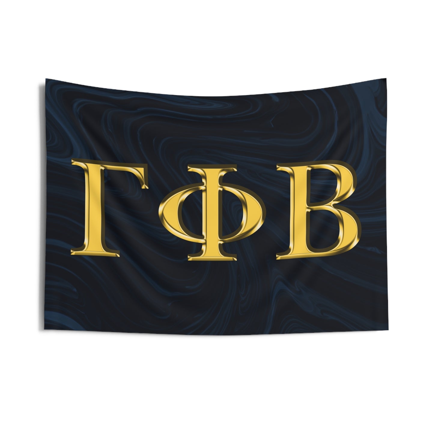 Gamma Phi Beta Wall Flag with Navy & Gold Letters Sorority Home Decoration for Dorms & Apartments