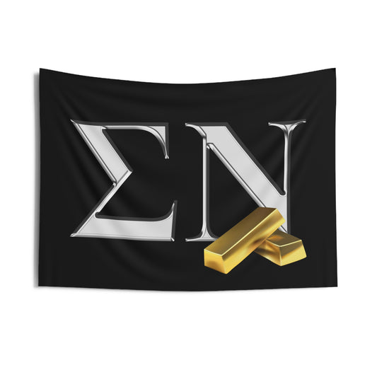 Sigma Nu Wall Flag with Gold Bars Fraternity Home Decoration for Dorms & Apartments