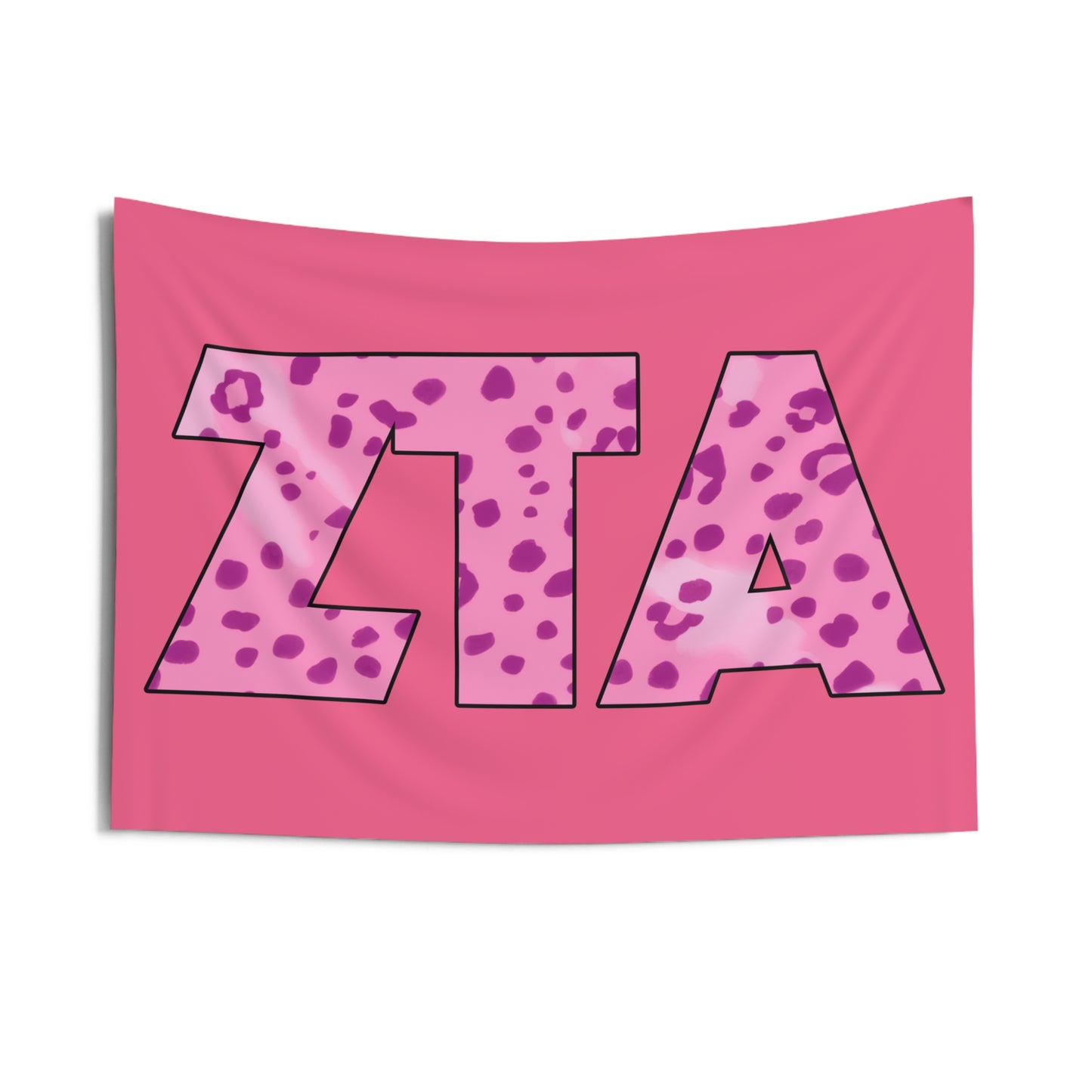 Zeta Tau Alpha Pink Cheetah Print Wall Flag Sorority Home Decoration for Dorms & Apartments