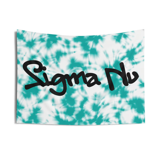 Sigma Nu Blue Tie Dye Wall Flag Fraternity Home Decoration for Dorms & Apartments