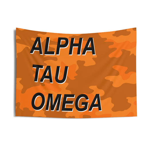 Alpha Tau Omega Orange Camo Wall Flag Fraternity Home Decoration for Dorms & Apartments