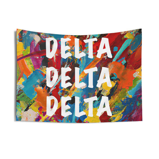 Tri Delta Wall Flag with Paint Splatter Design Sorority Home Decoration for Dorms & Apartments