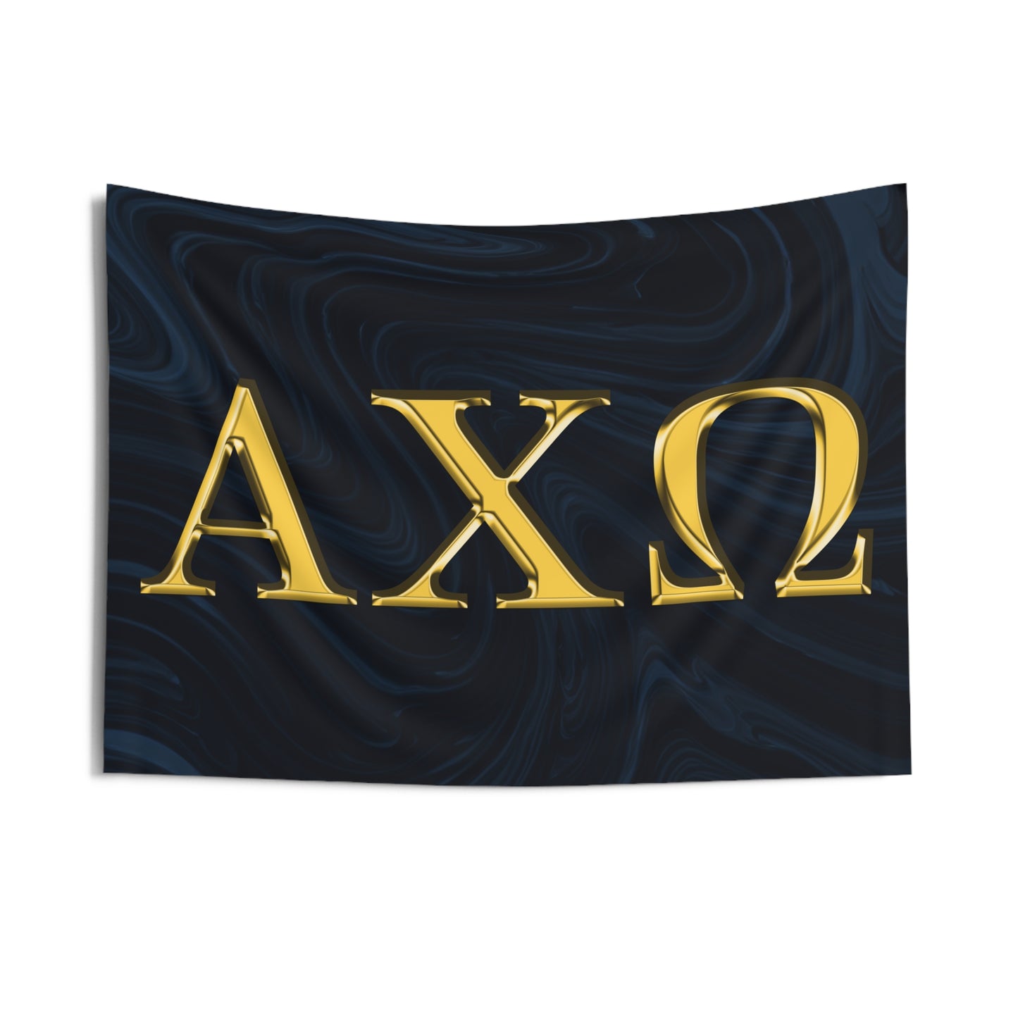 Alpha Chi Omega Wall Flag with Navy & Gold Letters Sorority Home Decoration for Dorms & Apartments