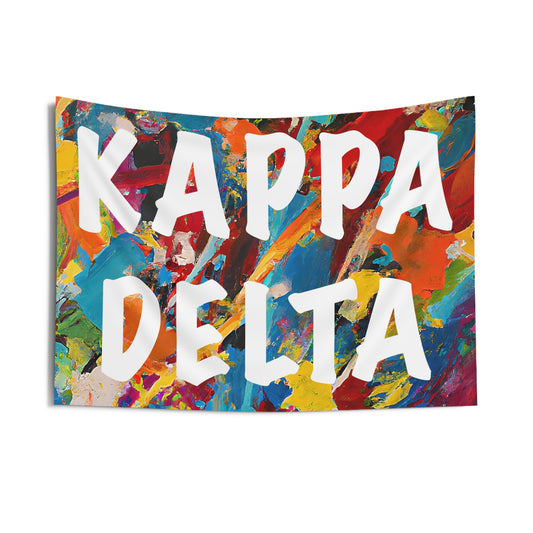 Kappa Delta Wall Flag with Paint Splatter Design Sorority Home Decoration for Dorms & Apartments