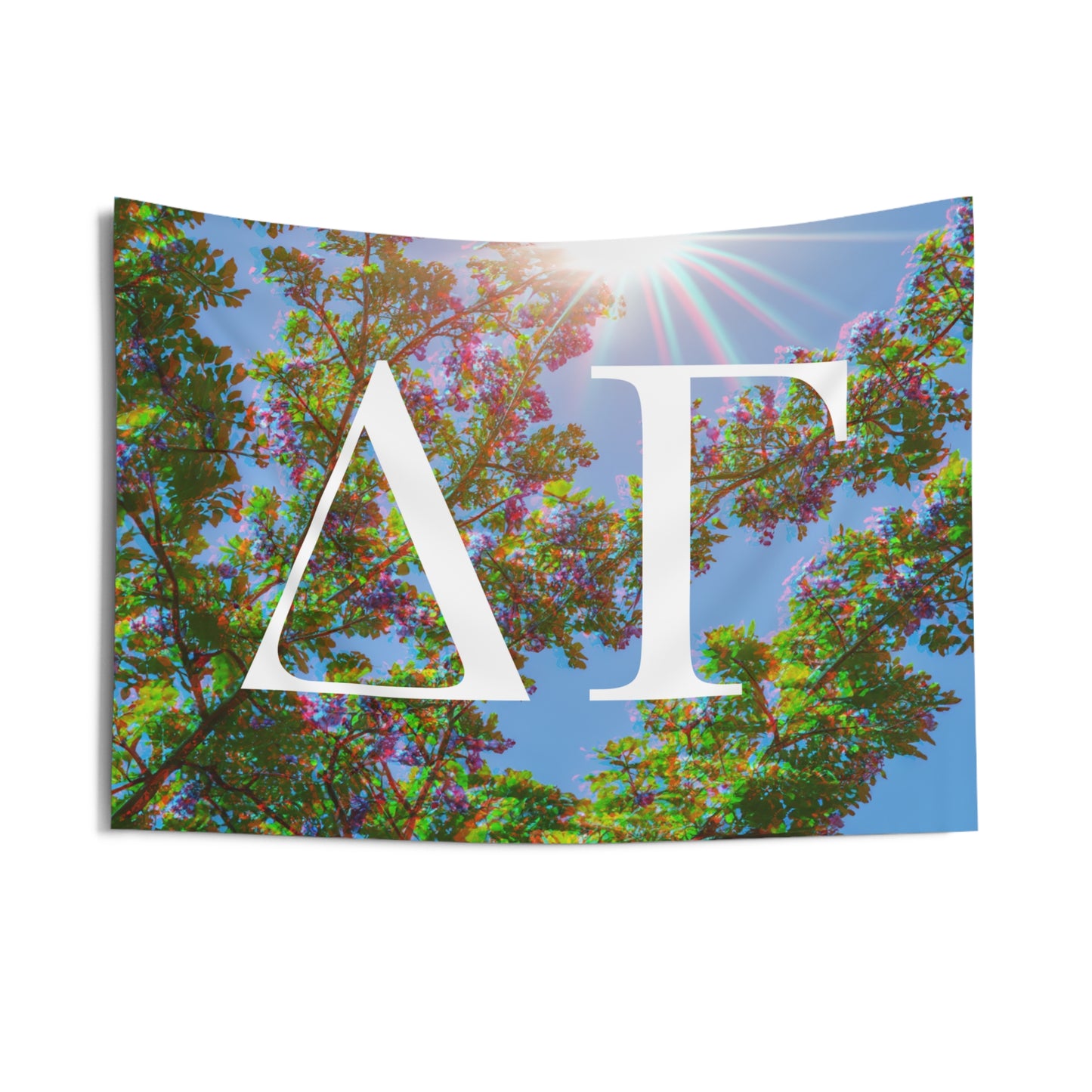 Delta Gamma Distorted Purple Flowers Wall Flag Sorority Home Decoration for Dorms & Apartments