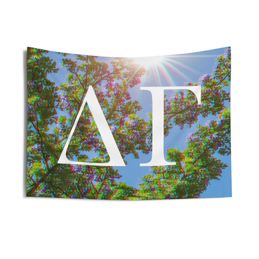 Delta Gamma Distorted Purple Flowers Wall Flag Sorority Home Decoration for Dorms & Apartments