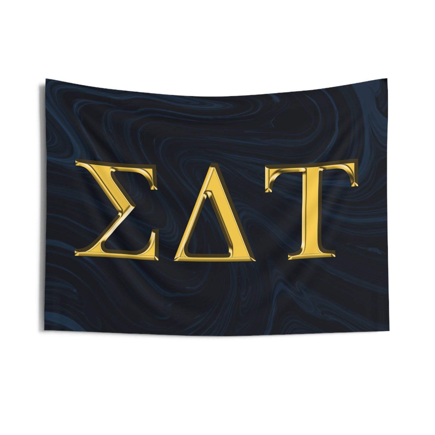 Sigma Delta Tau Wall Flag with Navy & Gold Letters Fraternity Home Decoration for Dorms & Apartments