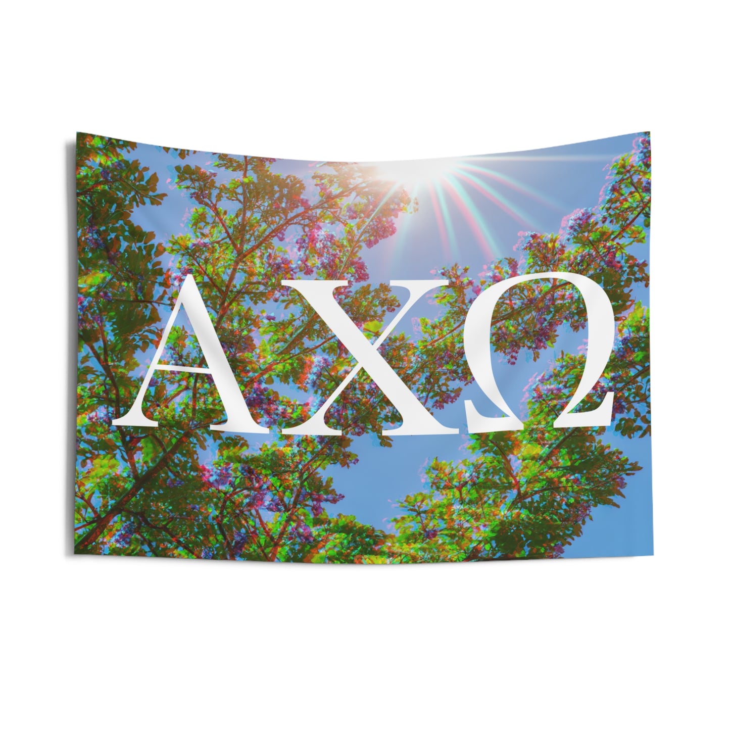 Alpha Chi Omega Distorted Purple Flowers Wall Flag Sorority Home Decoration for Dorms & Apartments