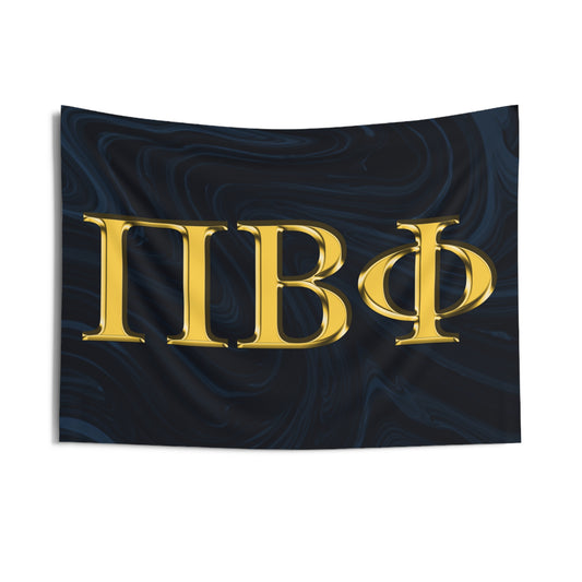 Pi Beta Phi Wall Flag with Navy & Gold Letters Sorority Home Decoration for Dorms & Apartments