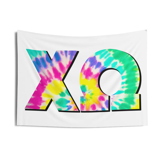 Chi Omega Tie Dye Wall Flag Sorority Home Decoration for Dorms & Apartments