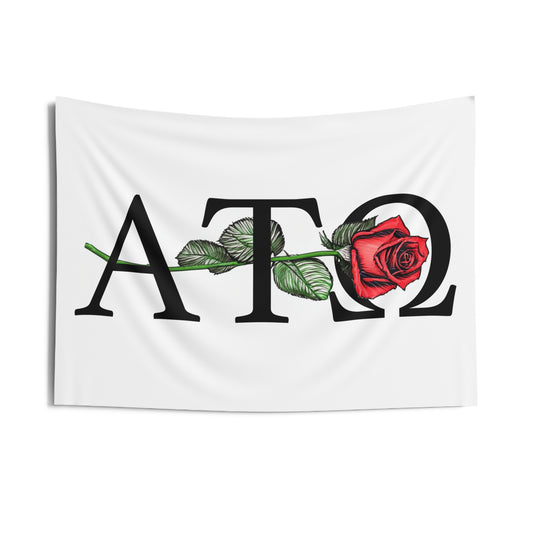 Alpha Tau Omega Wall Flag with a Rose Fraternity Home Decoration for Dorms & Apartments