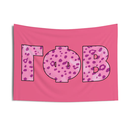 Gamma Phi Beta Pink Cheetah Print Wall Flag Sorority Home Decoration for Dorms & Apartments