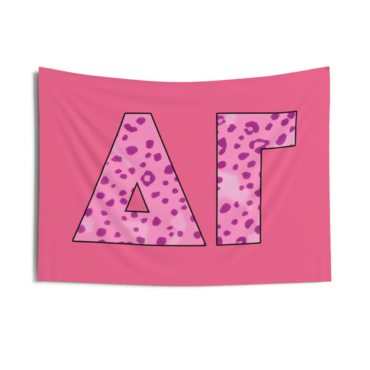 Delta Gamma Pink Cheetah Print Wall Flag Sorority Home Decoration for Dorms & Apartments