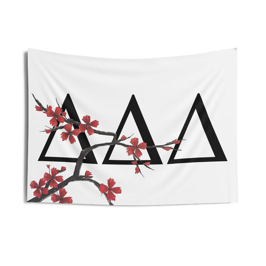 Tri Delta Wall Flag with Tree Blossoms Sorority Home Decoration for Dorms & Apartments