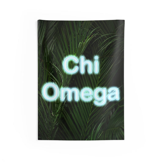 Chi Omega Blue Neon Sign Wall Flag Sorority Home Decoration for Dorms & Apartments