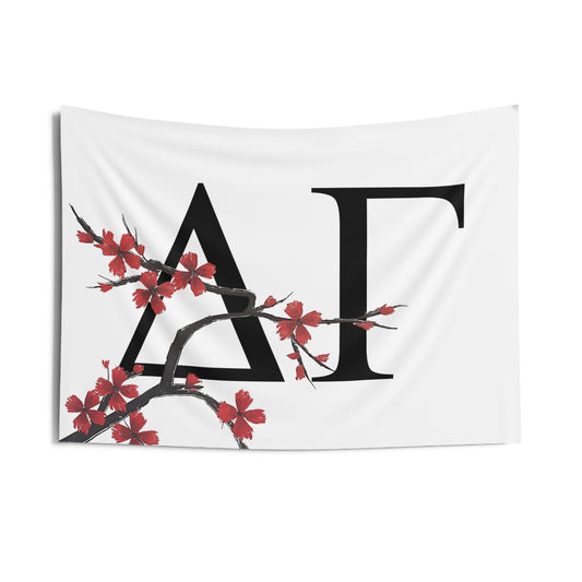 Delta Gamma Wall Flag with Tree Blossoms Sorority Home Decoration for Dorms & Apartments