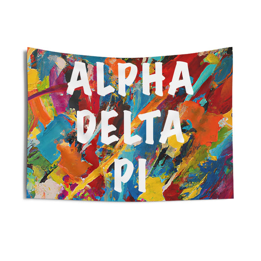 Alpha Delta Pi Wall Flag with Paint Splatter Design Sorority Home Decoration for Dorms & Apartments
