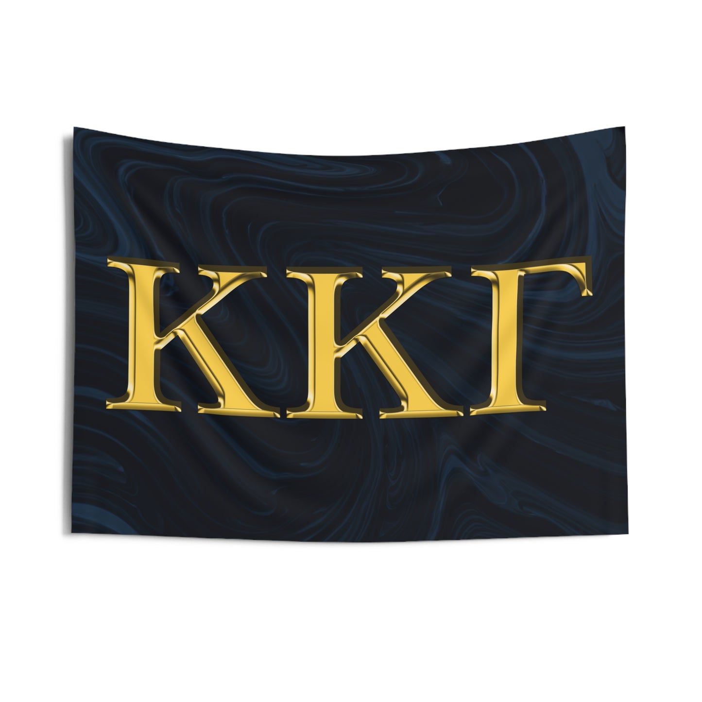 Kappa Kappa Gamma Wall Flag with Navy & Gold Letters Sorority Home Decoration for Dorms & Apartments