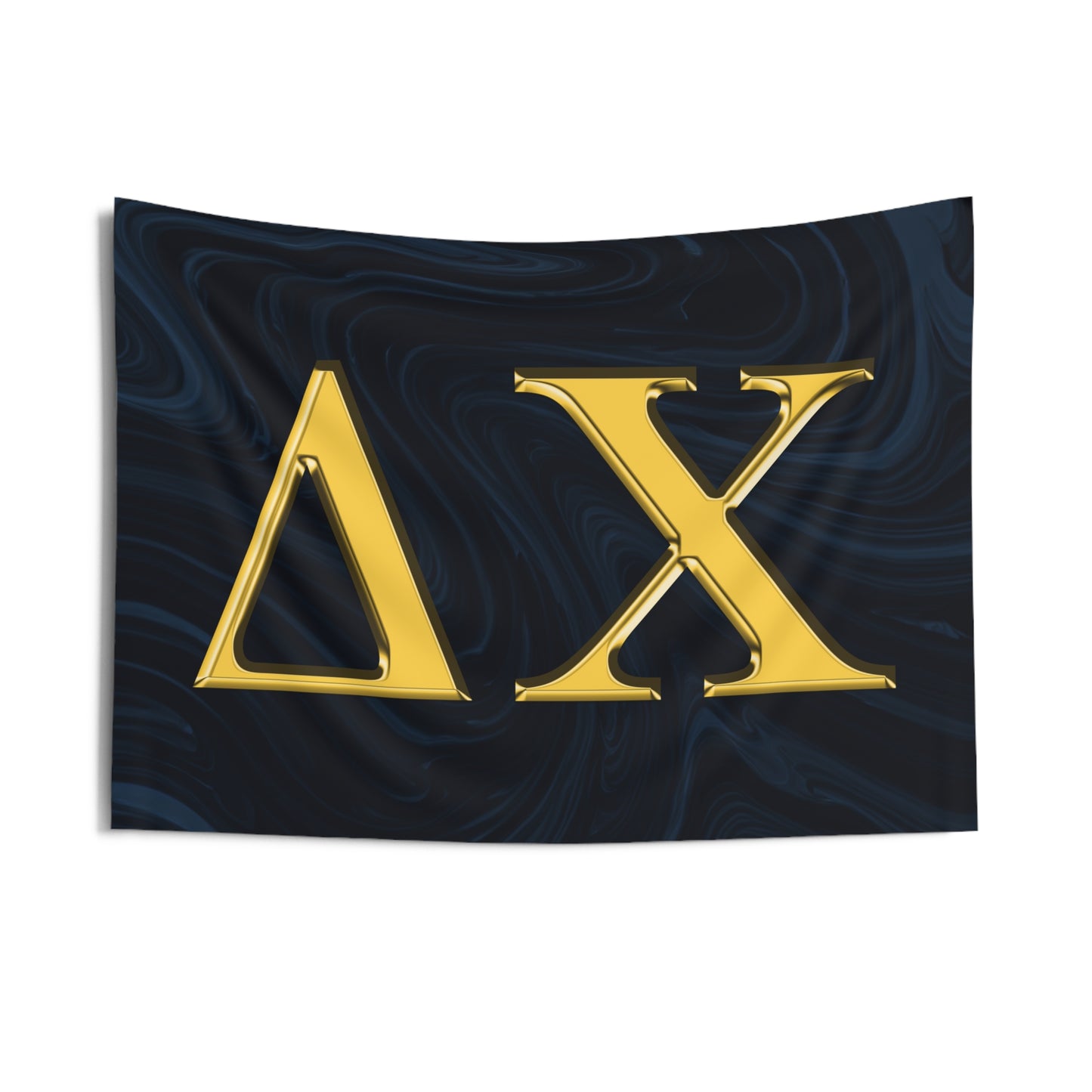 Delta Chi Wall Flag with Navy & Gold Letters Fraternity Home Decoration for Dorms & Apartments