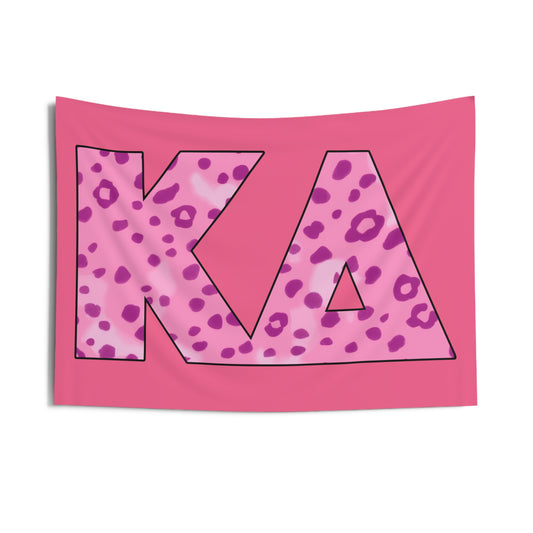 Kappa Delta Pink Cheetah Print Wall Flag Sorority Home Decoration for Dorms & Apartments