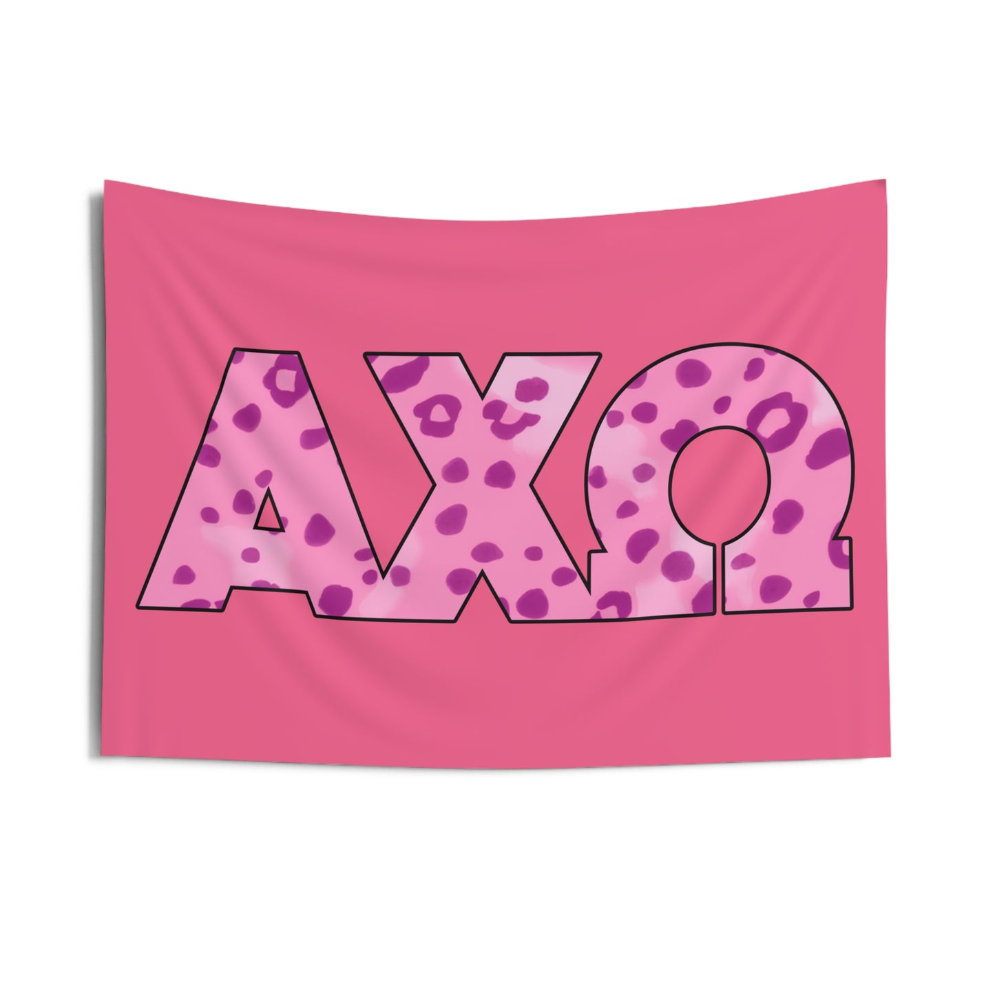 Alpha Chi Omega Pink Cheetah Print Wall Flag Sorority Home Decoration for Dorms & Apartments