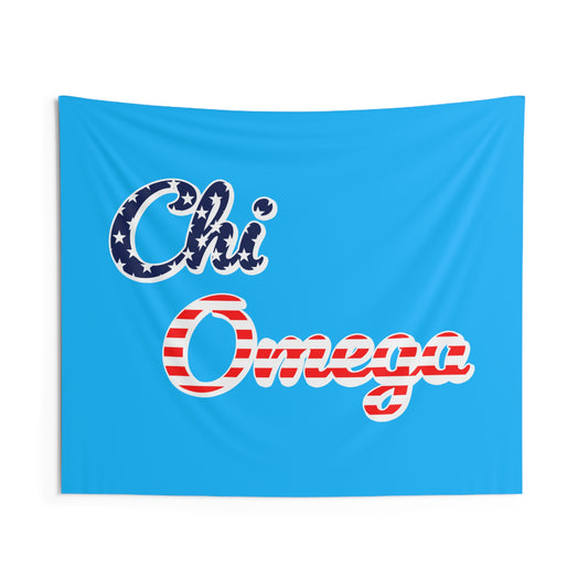 Chi Omega American Flag Pattern Sorority Wall Flag for Dorms & Apartments