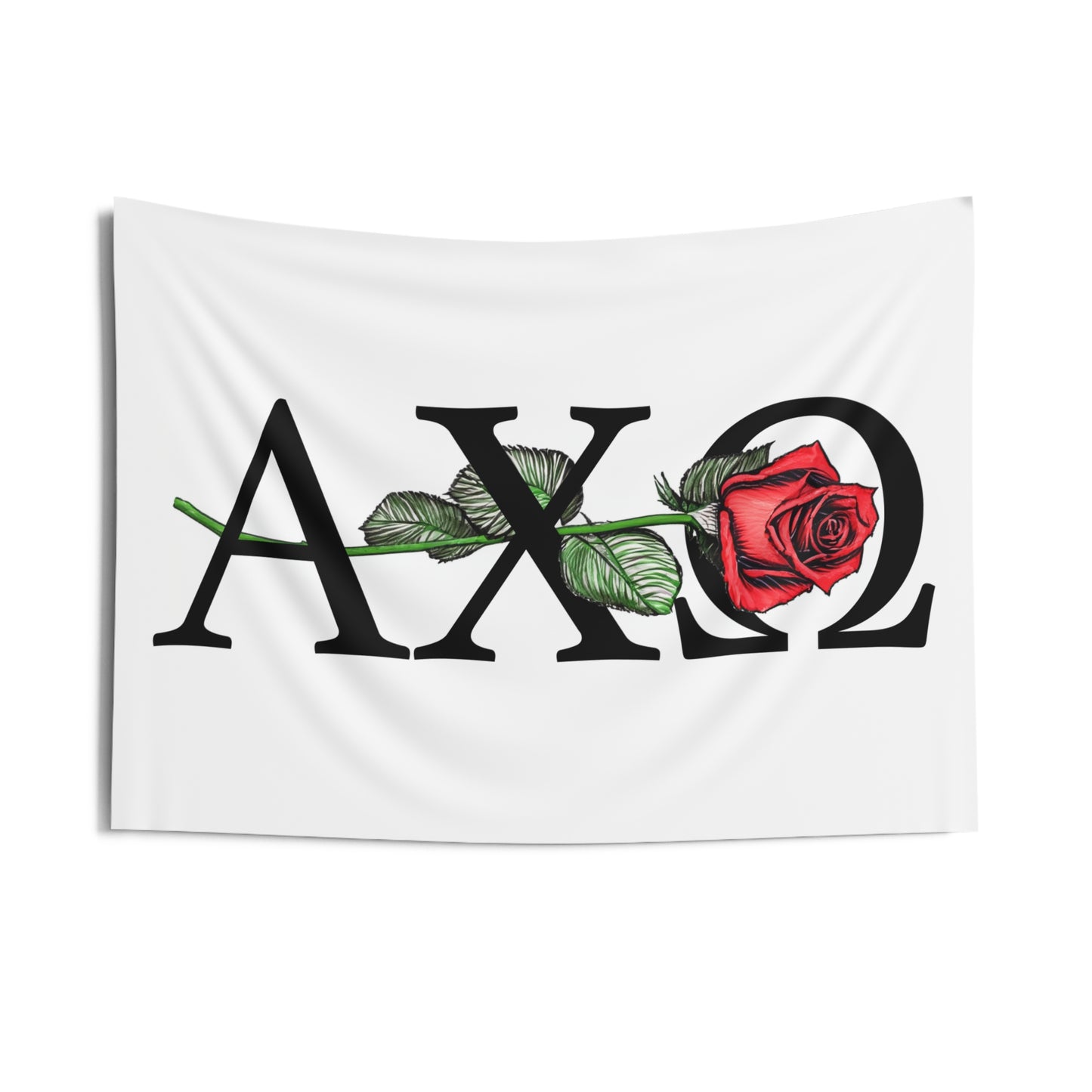 Alpha Chi Omega Wall Flag with a Rose Sorority Home Decoration for Dorms & Apartments